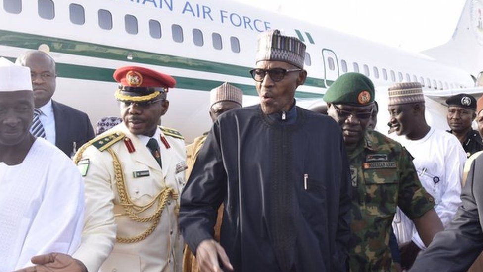 President Muhammadu Buhari arrives in Nigeria