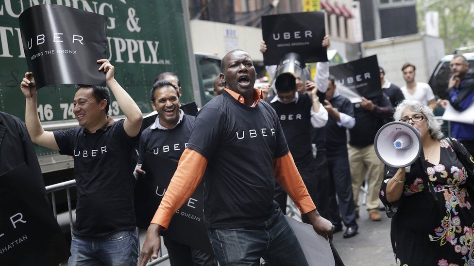 Uber drivers and supporters