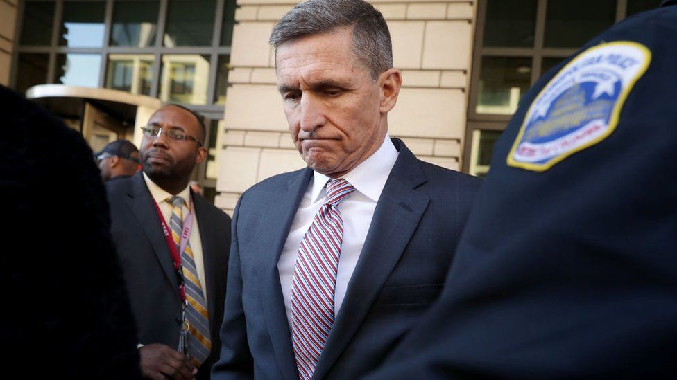 Flynn pictured outside a Washington courtroom in 2018
