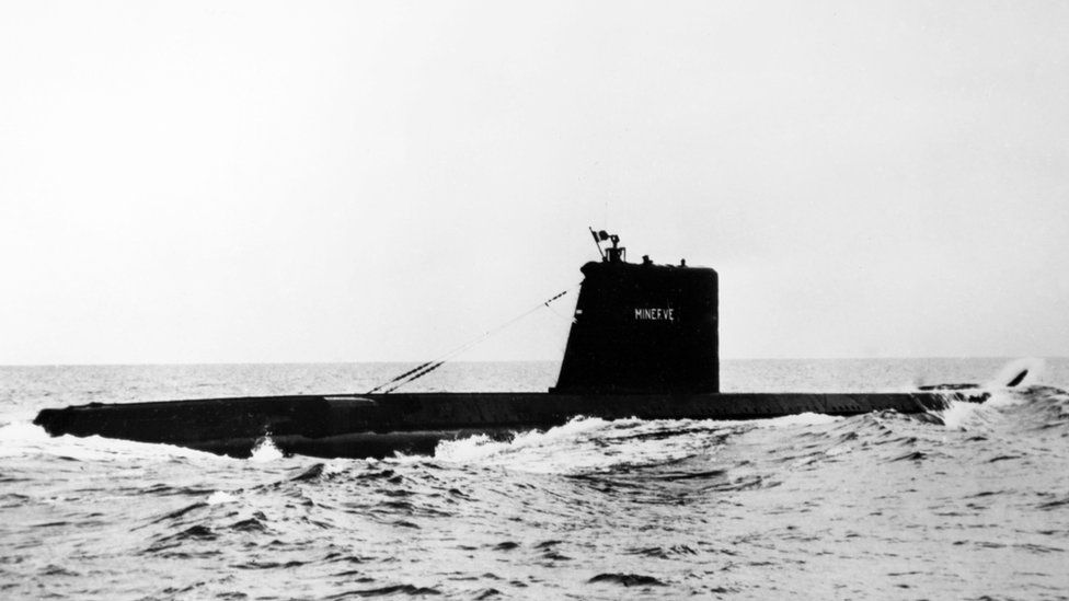 French submarine Minerve in France, on March 3, 1964