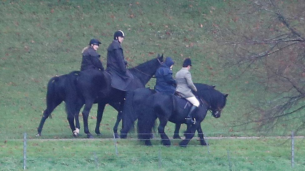 Prince Andrew horse riding in the grounds of Windsor Castle