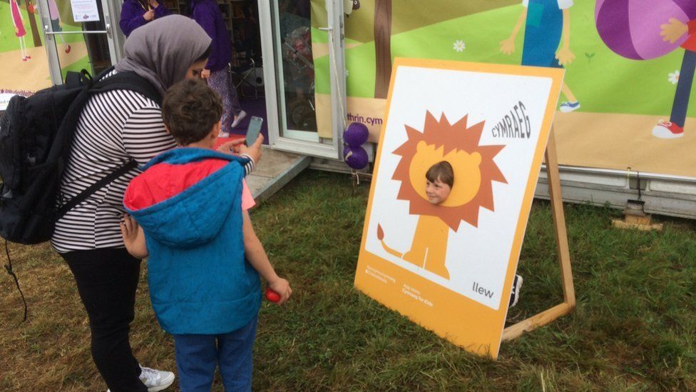 The Alrariees family, refugees from Syria, visited this year's Eisteddfod to give them a taste of Welsh culture