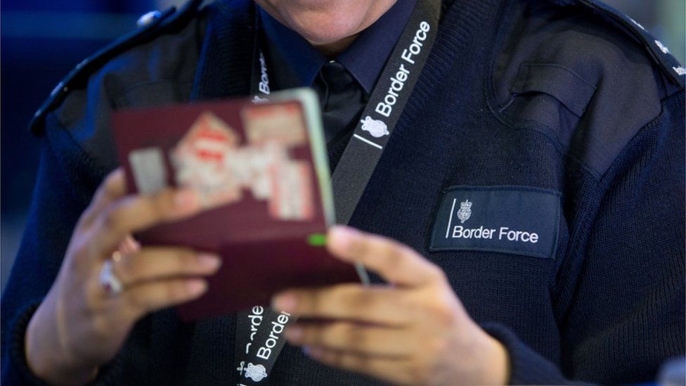 EU passport checked by Border Force officer
