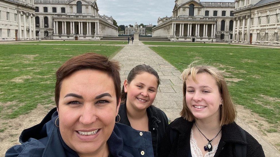 Sally Haslewood with her two daughters