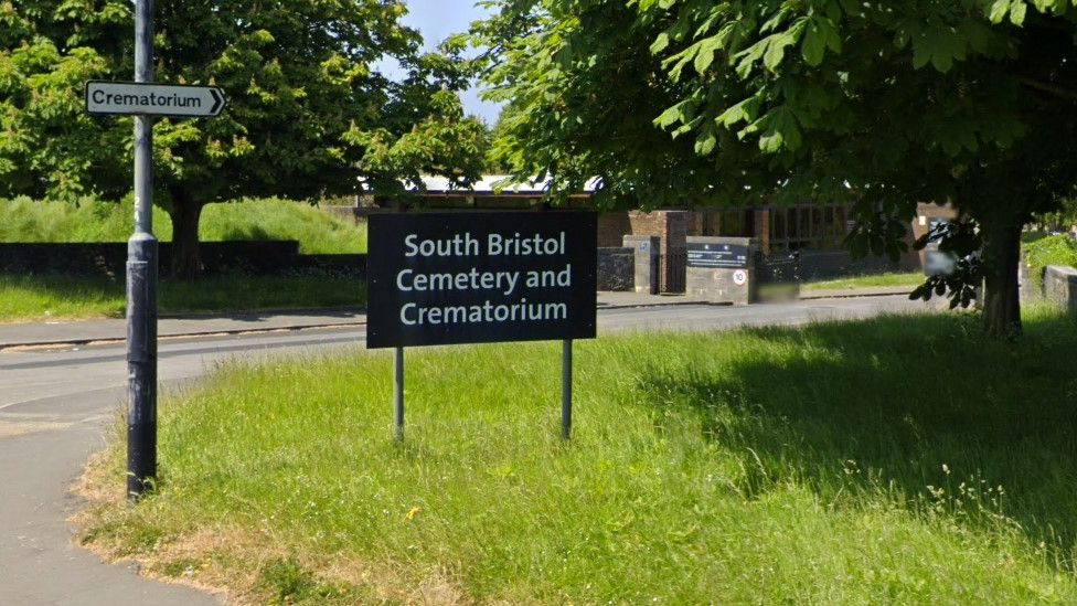 A sign outside South Bristol Cemetery