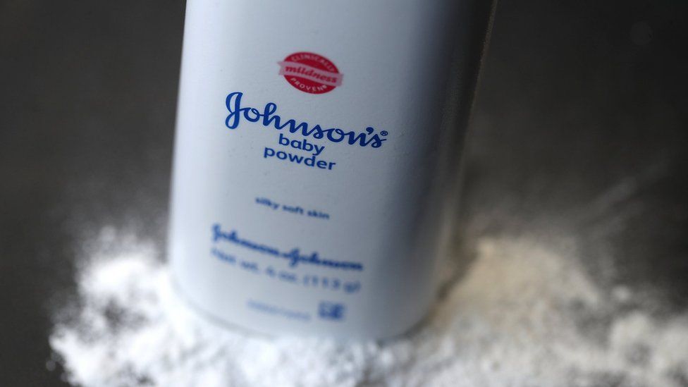: In this photo illustration, a container of Johnson's baby powder made by Johnson and Johnson sits on a table on July 13, 2018 in San Francisco, California.
