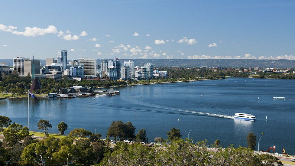 city of Perth along the Swan River, Western Australia
