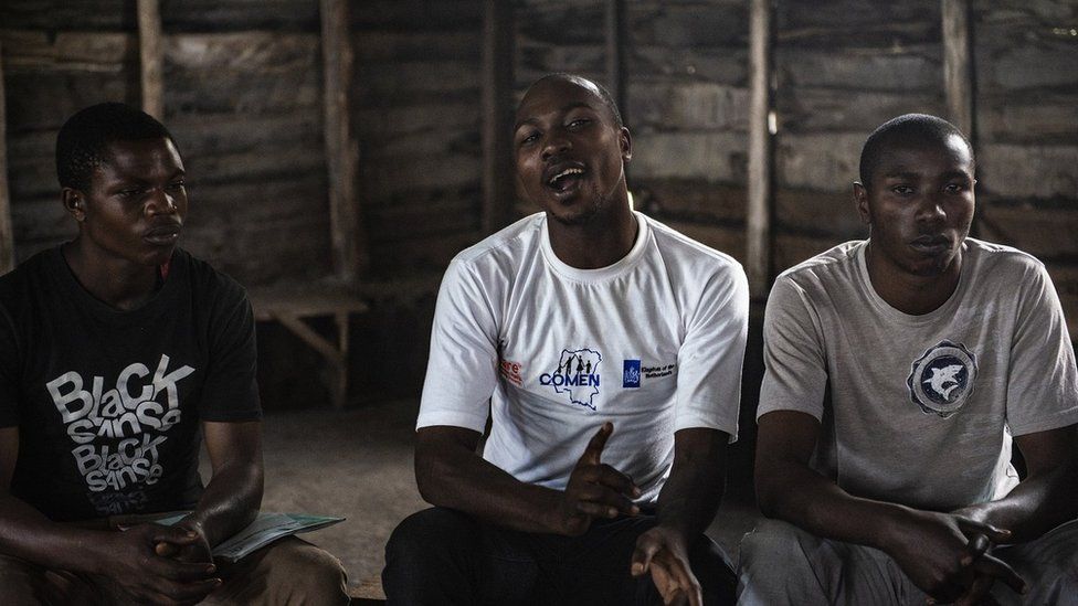 Men discuss masculinity and manhood at a meeting organised by the Congo Men's Network