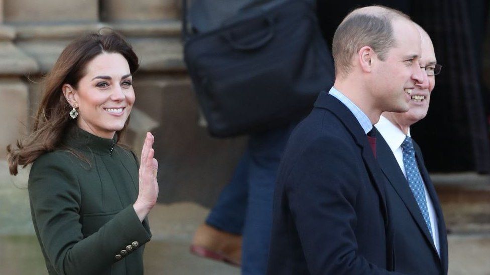 The Duke and Duchess of Cambridge arrive for a visit to City Hall in Bradford