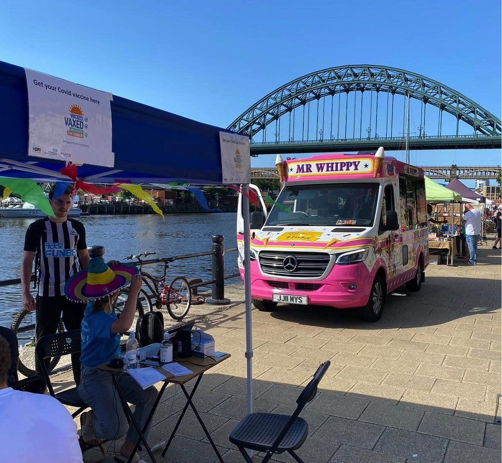 A pop-up vaccine site in Newcastle upon Tyne