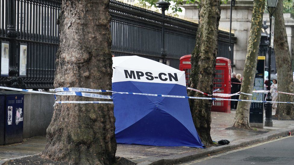 A police tent outside the British Museum in London