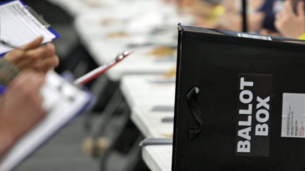 Ballot box at election count