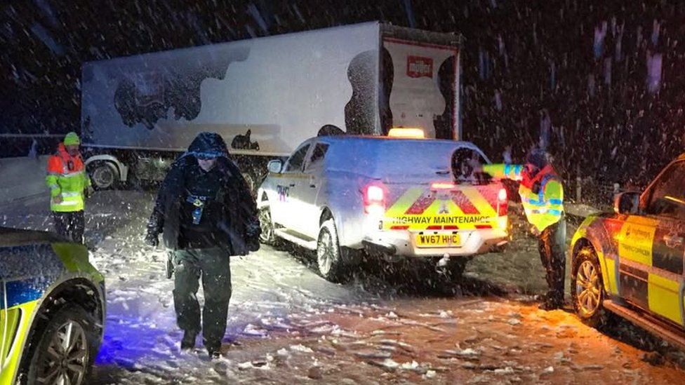 Durham Police deal with a jack-knifed lorry