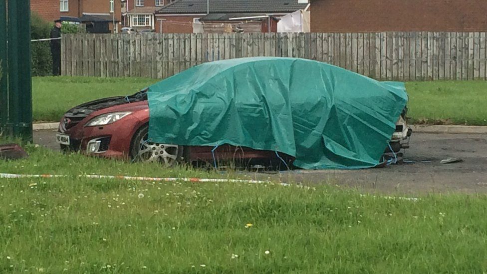 A man's body was found inside this car in the Galliagh area of Londonderry