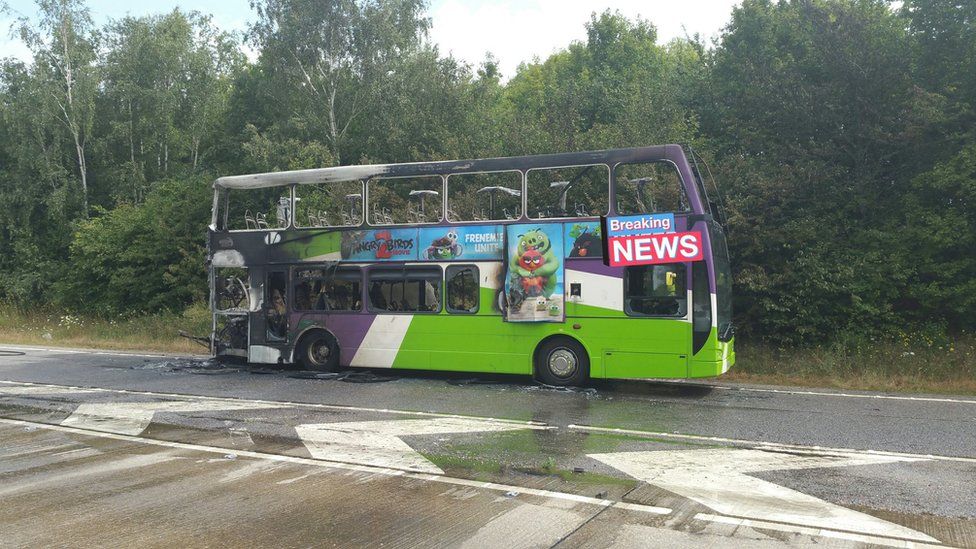 The bus suffered significant damage