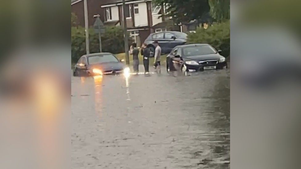 Eccles in Salford was hit by flash flooding