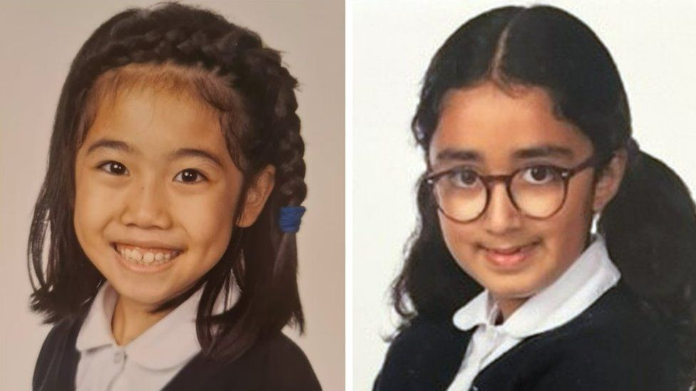 School photos of Selena Lau, and Nuria Sajjad in uniform.