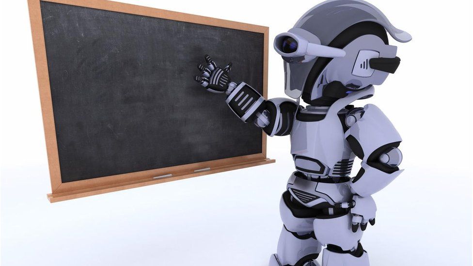 Robot at blackboard