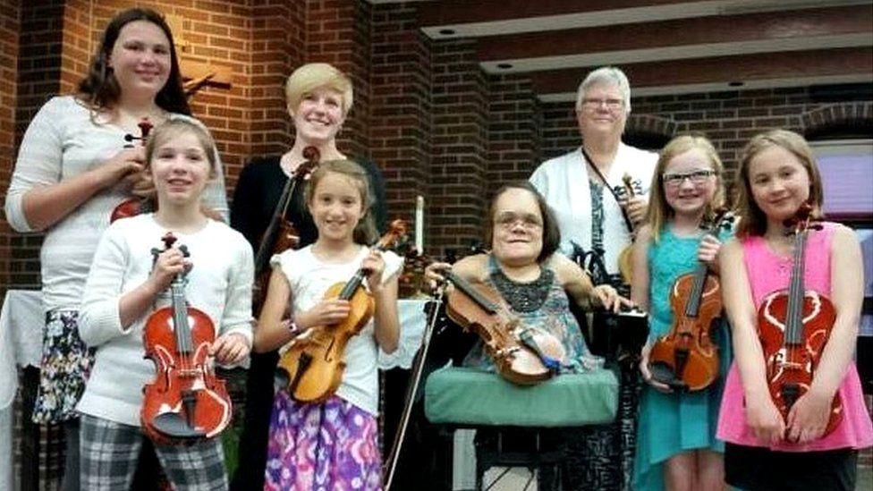 Some of Gaelynn's violin students
