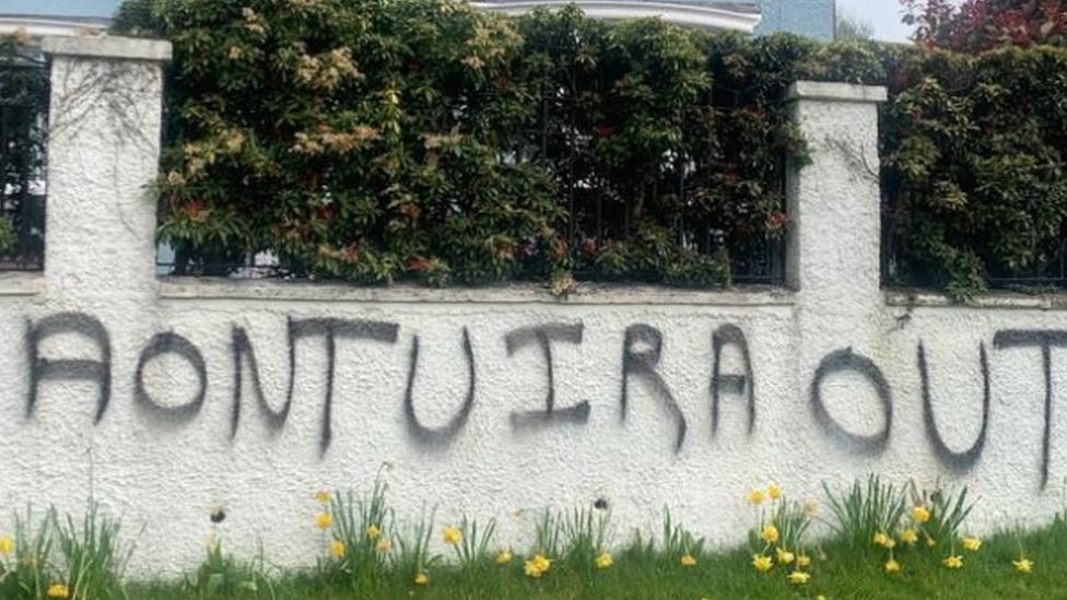 sectarian graffiti on property