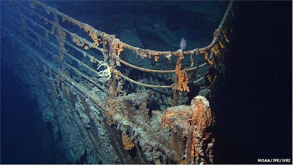 The wreck of the Titanic now lies at a depth of 3,800m (12,500ft)