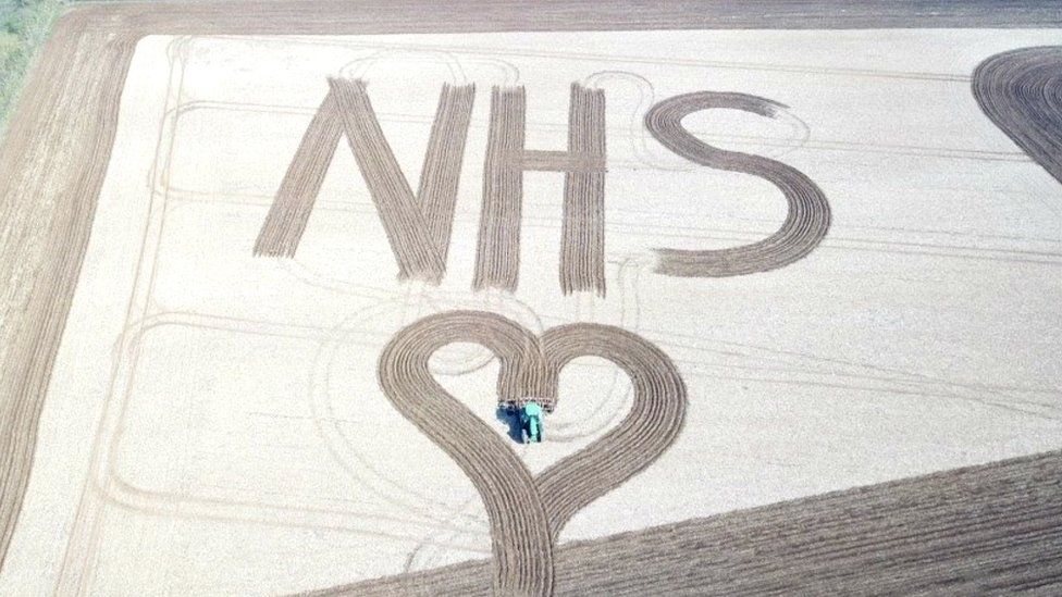 Giant NHS and heart ploughed into Glympton field