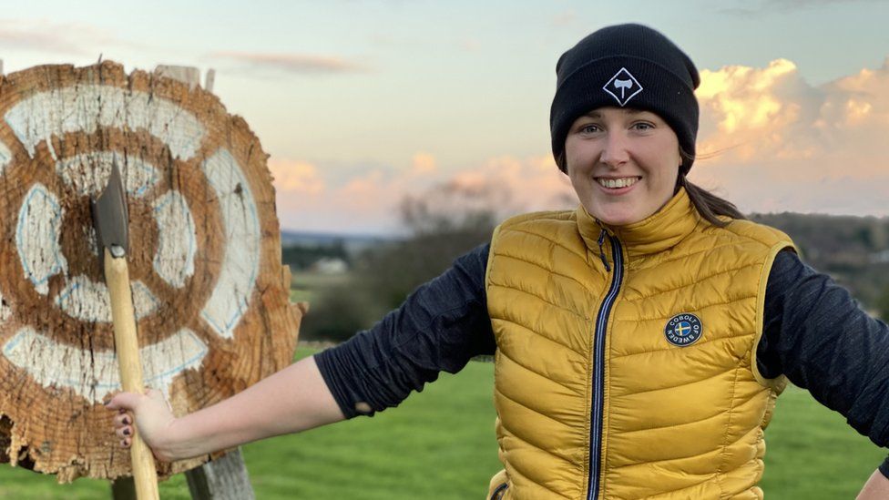 Ceola McGowan with her axe