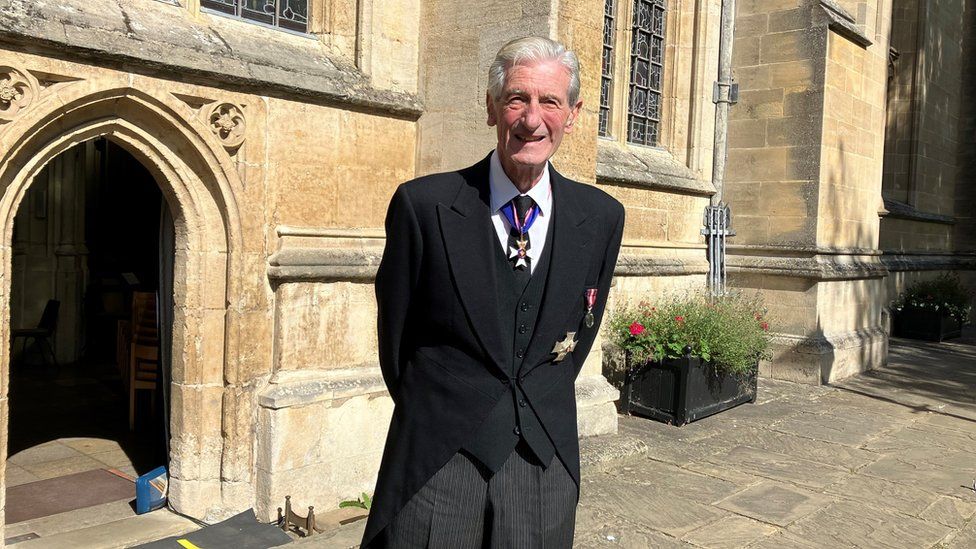 Lord Tollemache outside St Edmundsbury Cathedral