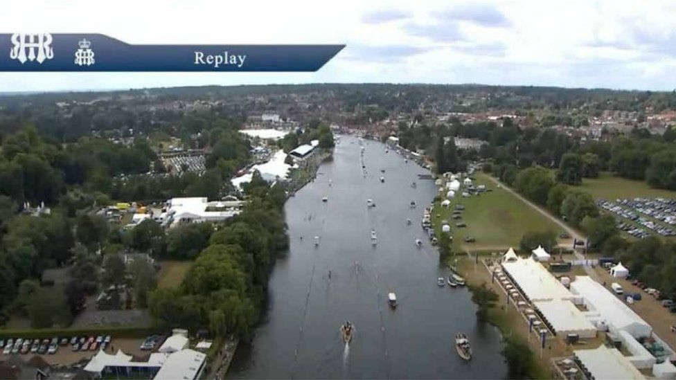View of the Henley Regatta from a drone