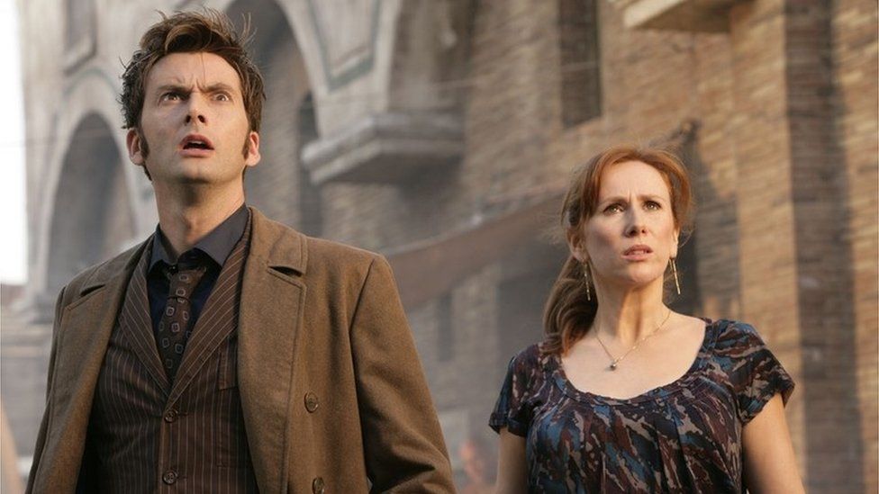David Tennant as The Doctor and Catherine Tate as Donna Noble in series 4 of "Dr Who". Episode 2.