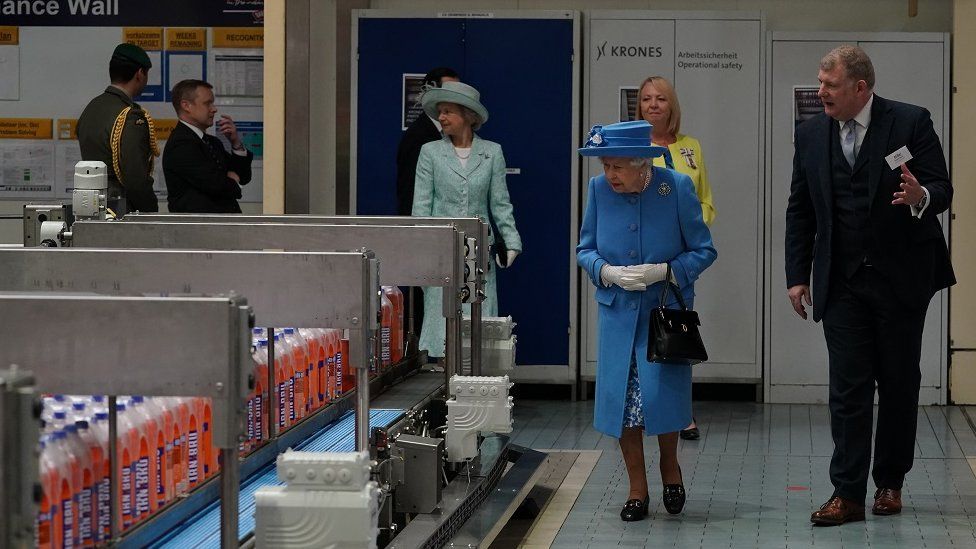 The Queen at the bottling plant