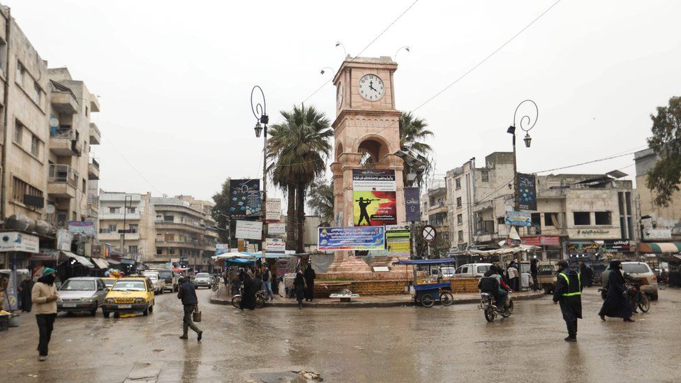 Square in the centre of the rebel-held Syrian city of Idlib (7 February 2019)