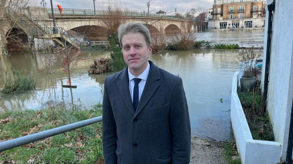 Runnymede and Weybridge MP Ben Spencer in flooded Surrey