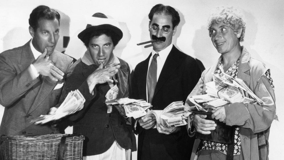Zeppo Marx with brothers Chico, Groucho and Harpo in 1933