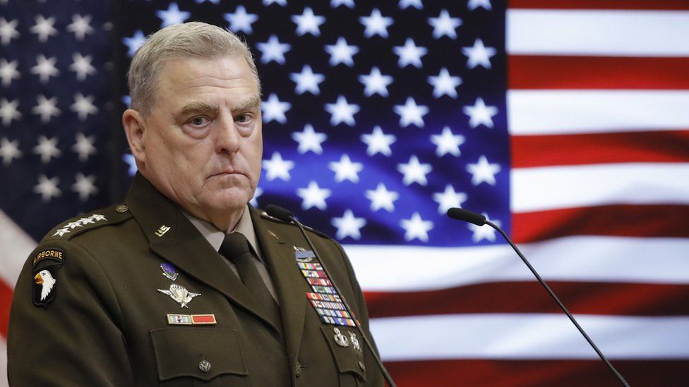 US Chairman of the Joint Chiefs of Staff, Gen Mark Milley speaks during a press conference following the Ukraine Defence Contact group meeting ahead of a Nato defence ministers" meeting at the alliance"s headquarters in Brussels, Belgium, 15 June 2022