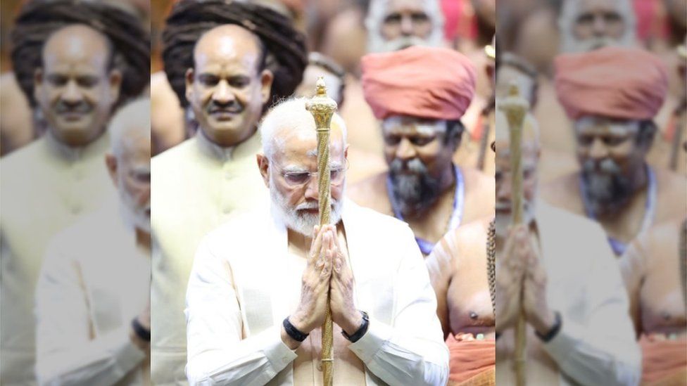 Narendra Modi with the sengol