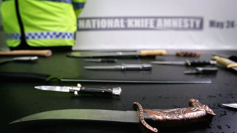 A selection of knives collected during a national blade amnesty