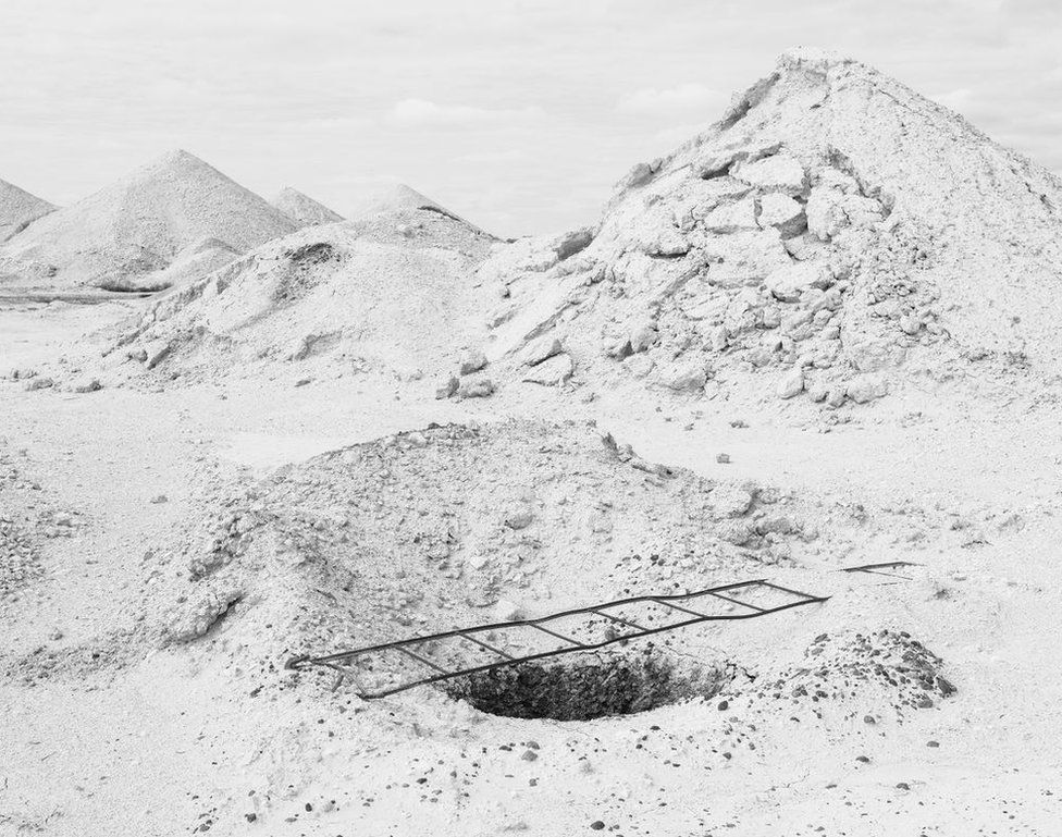 Image of barren, white landscape from Outback Mythologies series