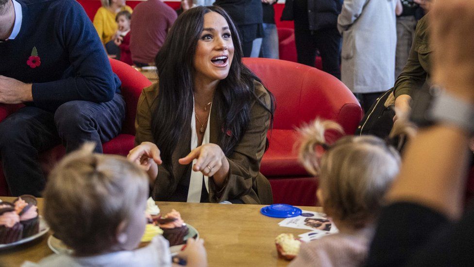 The Duchess of Sussex of Sussex meets military families at Windsor's Broom Farm Community Centre