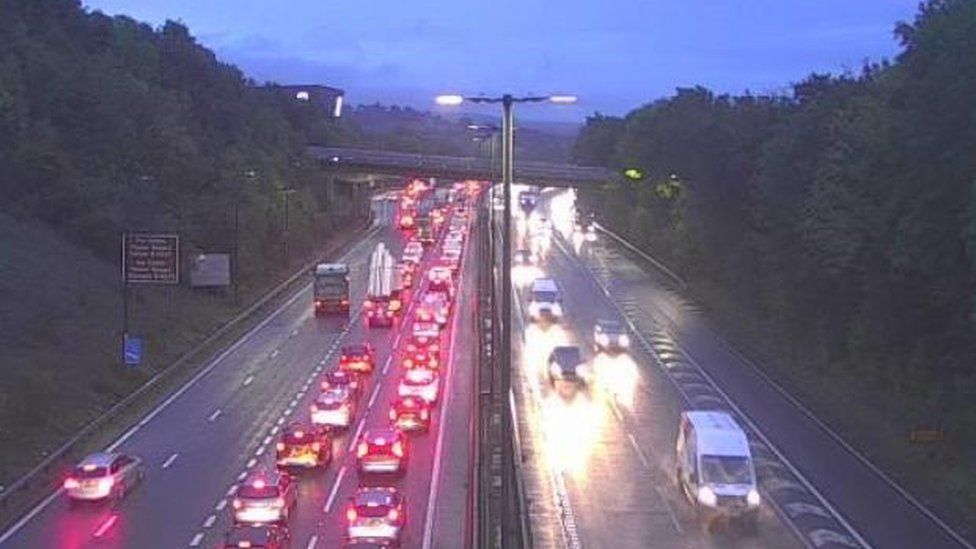 M4 Newport Four Vehicle Accident Causes Delays Bbc News