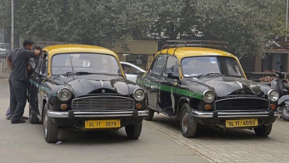 Ambassador taxis in Delhi (November 2012)