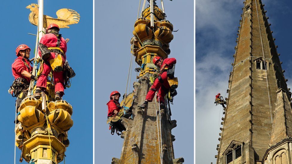 Weathercock removed from Norwich Cathedral spire