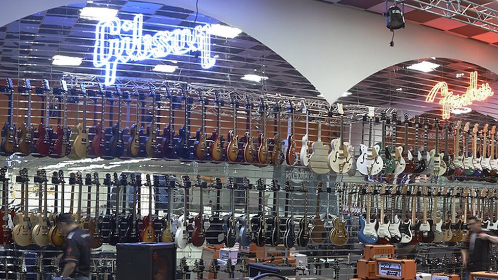 Guitars at the Gear4music showroom in York