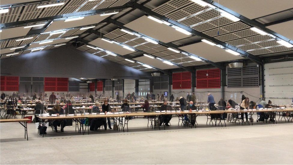 Votes being counted at the Norfolk Showground Centre