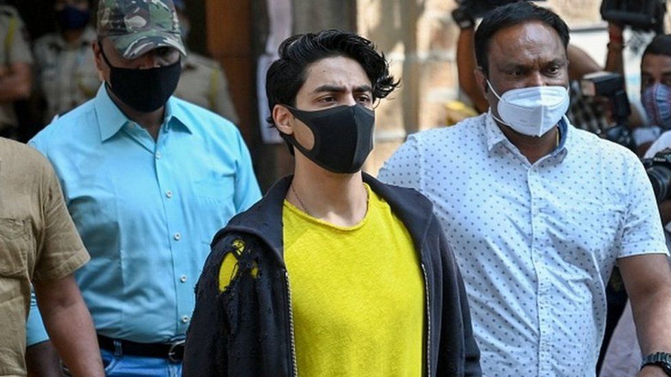 Aryan Khan leaves after his weekly attendance at the Narcotics Control Bureau (NCB) office in Mumbai on November 12, 2021, after he was released on bail in connection with a drug case