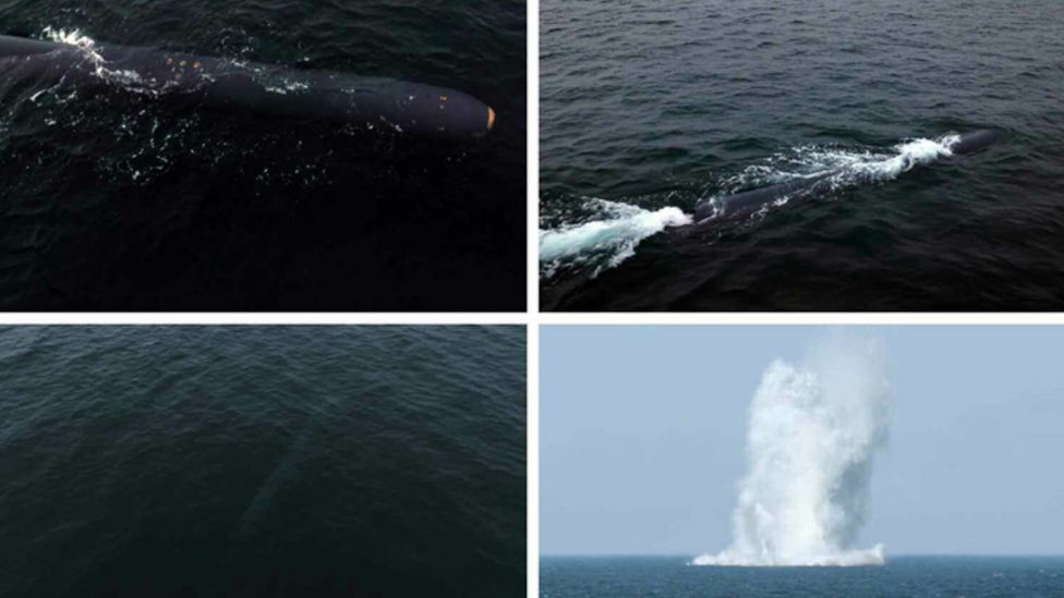 North Korean state media published these images of the "underwater nuclear system" when the drones were revealed in April 2023