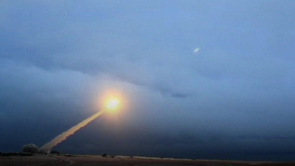 Still from video of missile launch