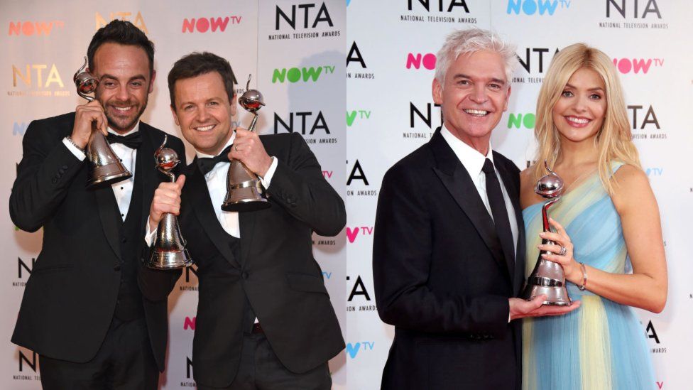 Ant and Dec and Philip Schofield and Holly Willoughby at the 2018 NTAs