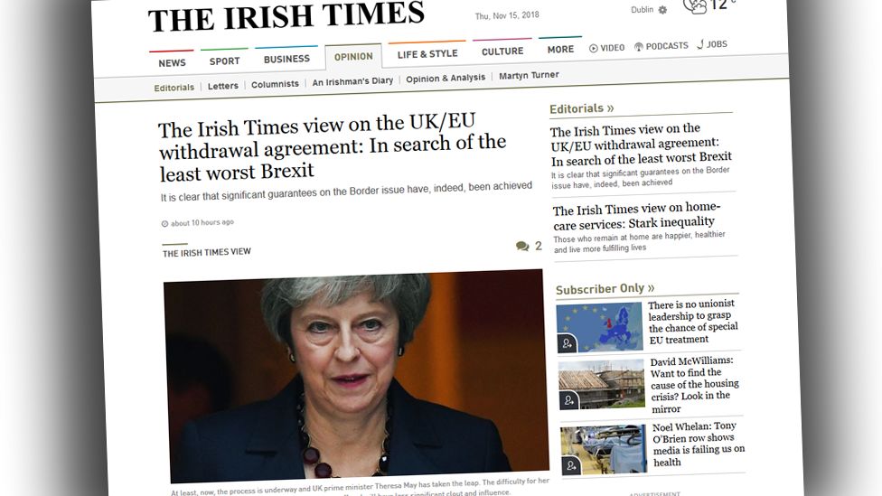 Screengrab from The Irish Times website