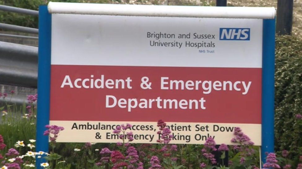 Accident and emergency sign outside a hospital